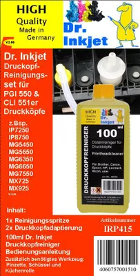 Produktbild von PGI550 / CLI551 Dr.Inkjet Druckkopfreinigungsset für die Canon Drucker mit den PGI550 und CLI551er bzw. baugleiche Druckerpatronen IRP415