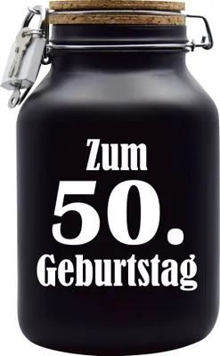 Produktbild von Spardose Geld Geschenk Ideen 50. Geburtstag Schwarz Größe XXL 3 Liter
