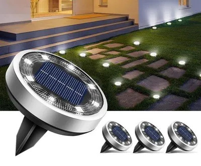 Immagine prodotto di 4 faretti solari a LED - Illuminazione solare per esterni - Lampada da esterno - Illuminazione solare per il giardino