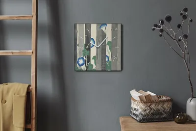 Produktbild von Coloray Hodiny Unikátní 30x30 cm  Tiché hodiny Pro obývací pokoj a kuchyň Nástěnné hodiny Plátno Bílé ručičky hodin - Bambusové květy