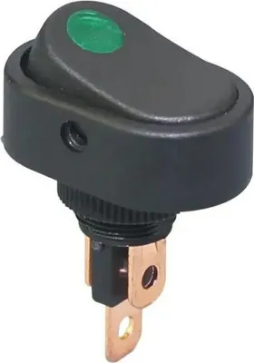 Produktbild von Kfz-Wippschalter 12V 20A, mit grüner LED, Lochmontage, EIN/AUS 3-polig ASW-20D-2
