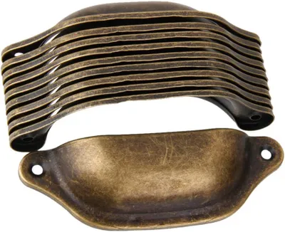Obrázek produktu pro Sada 10 mušlovitých úchytek na nábytek, 98 x 34 mm, včetně šroubů, do zásuvek, do kuchyně a koupelny