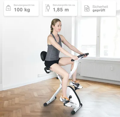 Produktbild von SportPlus I Heimtrainer I klappbar, S-Bike faltbar mit & ohne Rückenlehne, Pulsmesser, Trainingscomputer, Hometrainer zusammenklappbar, X-Bike faltbar, SP-HT-1400-W-iE