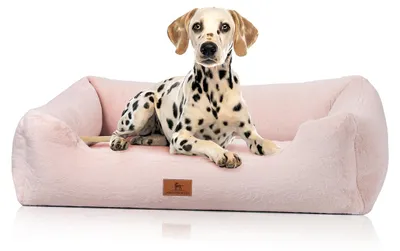 Produktbild von Knuffelwuff Schnuffelupagus orthopädisches Hundebett Fellimitat M-L Rosa