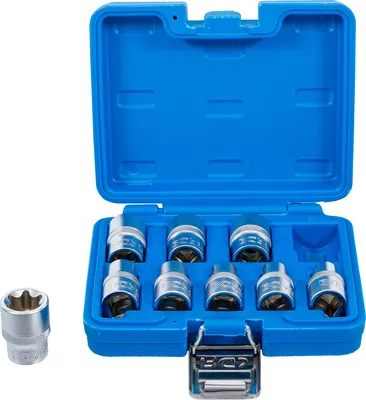 Immagine prodotto di BGS 6425 | Set di chiavi a bussola profilo E | 9 pezzi | 12,5 mm (1/2") | SW E10 - E24 | per Torx esterno