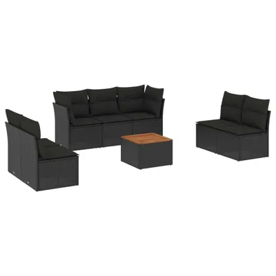 Produktbild von vidaXL 8-tlg. Garten-Sofagarnitur mit Kissen Schwarz Poly Rattan