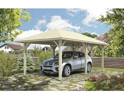 Produktbild von Einzelcarport SKAN HOLZ Taunus mit Pfostenankern 374x656 cm natur