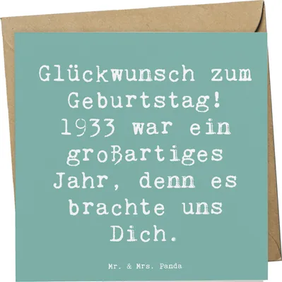 Produktbild von Mr. & Mrs. Panda Grußkarte Spruch 1933 Geburtstag - Meeresbrise - Geschenk, liebevoll, faltkarte, doppelkarte, einzigartige Persönlichkeit, Alter, Glückwunschkarte
