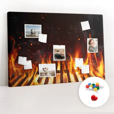 Imagen del producto de Tablero de corcho con chinchetas - Panel con chinchetas para fotografías y notas - 120x80 cm - 100 chinchetas de colores - Marca: Gril
