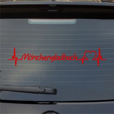 Produktbild von Heckscheibenaufkleber Mönchengladbach Herz Puls Stadt Liebe 55x10 cm Rot Auto Aufkleber Sticker