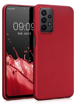 Produktbild von kwmobile Handyhülle für Samsung Galaxy A23 4G / 5G Hülle - Silikon Case metallisch schimmernd - Schutzhülle Cover - Metallic Dunkelrot