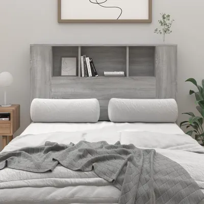 Obrázek produktu pro vidaXL Čelo postele s policemi Grey Sonoma 120x18,5x102,5 cm - Skříňka pod čelo postele - Čelo postele - Skříňka pod čelo postele