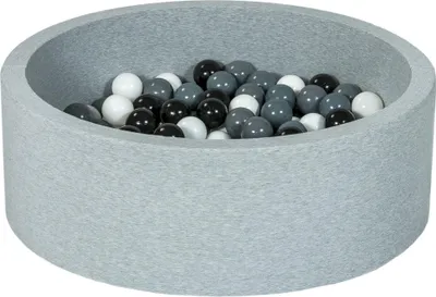 Image de Piscine à balles aire de jeux + 200 balles noir, blanc, gris