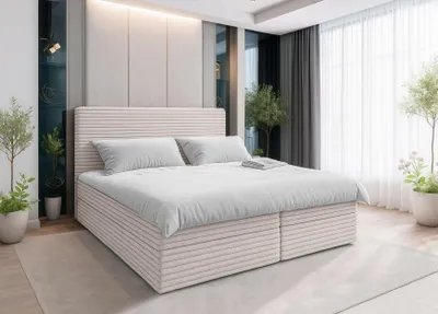 Produktbild von AX LIVING Beiges Bett Sevdayla Boxspringbett mit Bettkasten 180x200