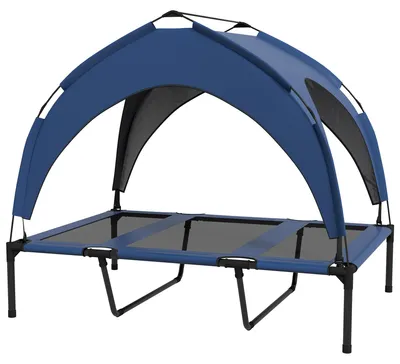 Produktbild von PawHut Erhöhtes Hundebett mit Baldachin Haustierbett Outdoor Hundeliege mit Dach