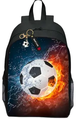 Produktbild von Fußball Schulranzen 16L mit Schlüsselanhänger, wasserdichtes Nylon, verstellbare Schultergurte
