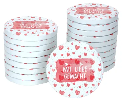 Produktbild von 20er Set Deckel-Set TO82 Mit Liebe gemacht Deckel Marmeladenglas Ersatzdeckel