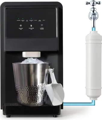 Produktbild von 4L Eiswürfelmaschine 27kg/24h, Eiswürfelbereiter mit Selbstreinigung & LED-Display & Wasseranschluss, Ice-Maker aus Edelstahl, automatische Eismaschine, Schwarz