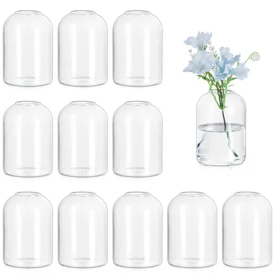 Image de Petites vases en verre ronds - Set de 12 pour décoration de mariage