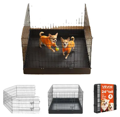 Immagine prodotto di VEVOR: Recinto per cuccioli, recinto pieghevole per cani, area di gioco per cani di piccola taglia, gatti e altri piccoli animali. Dimensioni: 61 cm. Kit composto da 4 pezzi con tappetino per il fondo. Grazie alle diverse forme, è versatile e adatto a molti usi