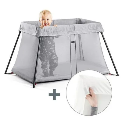 Produktbild von BabyBjörn Reisebett Light + Spannbettuch Silber