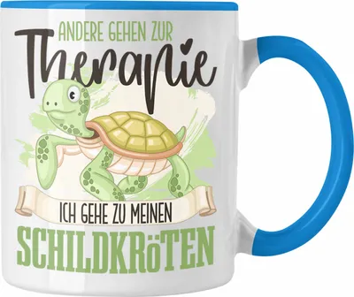 Produktbild von Trendation - Schildkröten Tasse Geschenk für Schildkröten Besitzer Therapie Lustiger Spruch Geschenkidee (Blau)