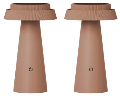 Zdjęcie produktu dla Luxus Europe - Lampa stołowa solarna Mambo - zestaw 2 sztuk, kolor mokka - Bezprzewodowa lampa stołowa LED zasilana energią słoneczną do użytku zewnętrznego – zasilana energią słoneczną i ładowana przez USB-C