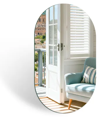 Immagine prodotto di Specchio da parete ovale in vetro – Specchio senza cornice, ideale per bagni e soggiorni