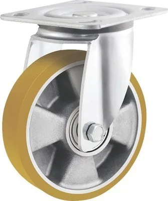Produktbild von Tarrox Schwerlast Lenkrolle 125x50 mm mit Alu-Felge und PolyurethanLauffläche bis 450 kg, Plattengröße 100x85 mm