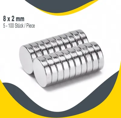 Zdjęcie produktu dla Ekstremalne magnesy neodymowe - możliwość wyboru rozmiaru i ilości - Silne super magnesy N52, rozmiar: 8x2 mm, ilość: 20 sztuk