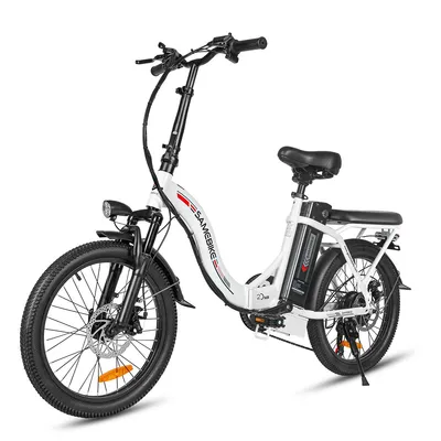 Productafbeelding van Elektrische fiets CY20, geschikt voor stadsverkeer, met 20-inch wielen, 36V / 12Ah accu, mechanische schijfremmen voor en achter, maximaal draagvermogen 150 kg, kleur: wit