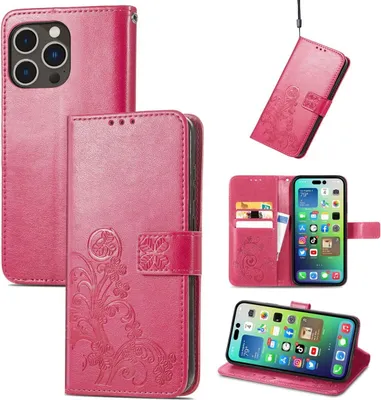 Produktbild von König Design Hülle kompatibel mit Apple iPhone 15 Pro Kunstleder Handyhülle - Handy Case Magenta