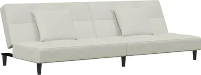 Produktbild von vidaXL Schlafsofa 2-Sitzer mit 2 Kissen Creme Samt