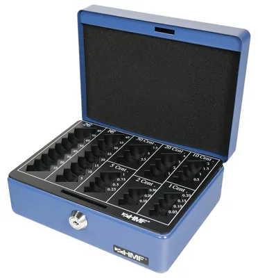Produktbild von Geldkassette abschließbar mit Euro Münzbrett, HMF 308-05, Blau