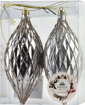 Obrázok produktu pre Vianočné gule z plastu Santa Lila, strieborné, sada 2 ks