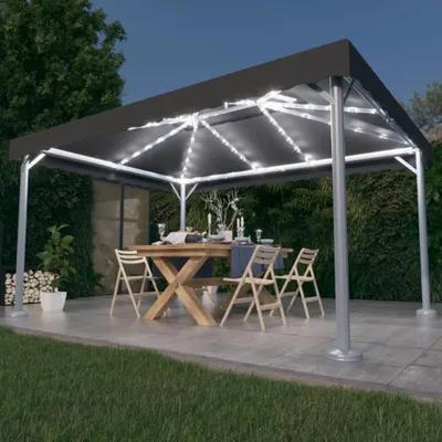 Image de Pavillon avec guirlande lumineuse LED 400x300 cm Anthracite Aluminium