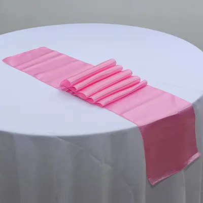 Produktbild von Tischläufer 275 x 30 cm, Rosa, Set von 10, Satin Polyester, für Hochzeiten
