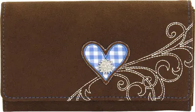 Produktbild von Friedrich Lederwaren Damen-Überschlagbörse Bavaria velvet braun/blau, 13004-5