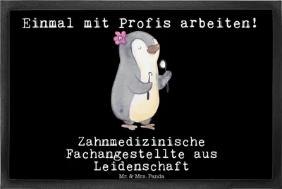 Produktbild von Mr. & Mrs. Panda fußmatte Zahnmedizinische Fachangestellte Leidenschaft 40 x 60 cm - Schwarz - Geschenk, Fußabtreter, Türmatte, Schmutzmatte, Schmutzfangmatte
