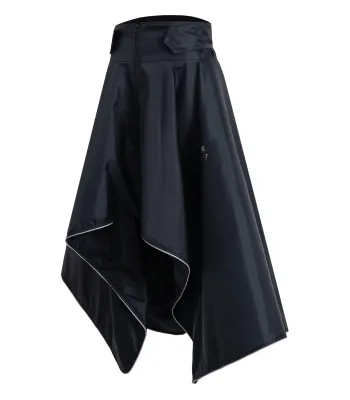 A black riding skirt on a white background.