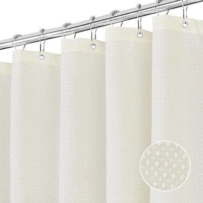 Immagine prodotto di Tenda da doccia in poliestere con magneti, 183 x 198 cm, color crema, impermeabile, per il bagno e la doccia