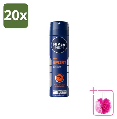 Productafbeelding van 20 x NIVEA MEN Sport Antitranspirant Deodorant Spray 150 ml - Voordeelverpakking - 20 stuks