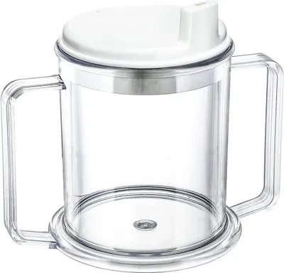 Obrázek produktu pro Pohár s dvěma rukojeťmi, objem přibližně 300 ml, průhledný, vhodný pro pacienty, děti, seniory a osoby se zdravotním postižením – usnadňuje pití