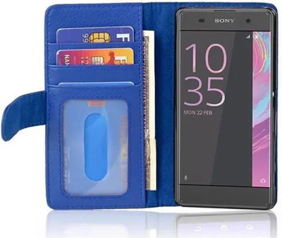 Obrázok produktu pre Cadorabo puzdro pre Sony Xperia XA v modrej farbe zadný kryt ochranný kryt mobilného telefónu puzdro typu kniha sloty na karty