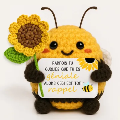 Handgehäkelte Biene mit Sonnenblume, Dekoration, Geschenk für Frauen