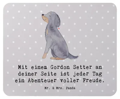 Produktbild von Mr. & Mrs. Panda Mouse Pad Gordon Setter Freude - Grau Pastell - Geschenk, computer mauspad, loyal, laptop, sanftmütig, Lebensfreude, Hund, Abenteuer, Enthusiasmus