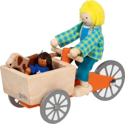 Obrázok produktu pre Nákladný bicykel s 2 ohýbacími bábikami a psom