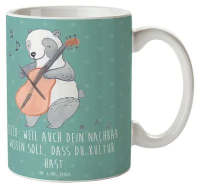 Produktbild von Mr. & Mrs. Panda Kaffeetasse Cello Kultur - Meeresbrise - Geschenk, Musik, Streichinstrument, Musikinstrument, Nachbar, Trinkbecher, Moderne, Lernen, Musiker, Teebecher