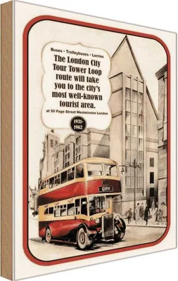 Produktbild von vianmo Holzschild 18x12 cm London City Tour 1931-1962 England
