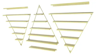 Immagine prodotto di Scaffale per smalti, espositore da parete, design triangolare, colore oro